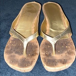 Marc Fisher gold wedge sandal